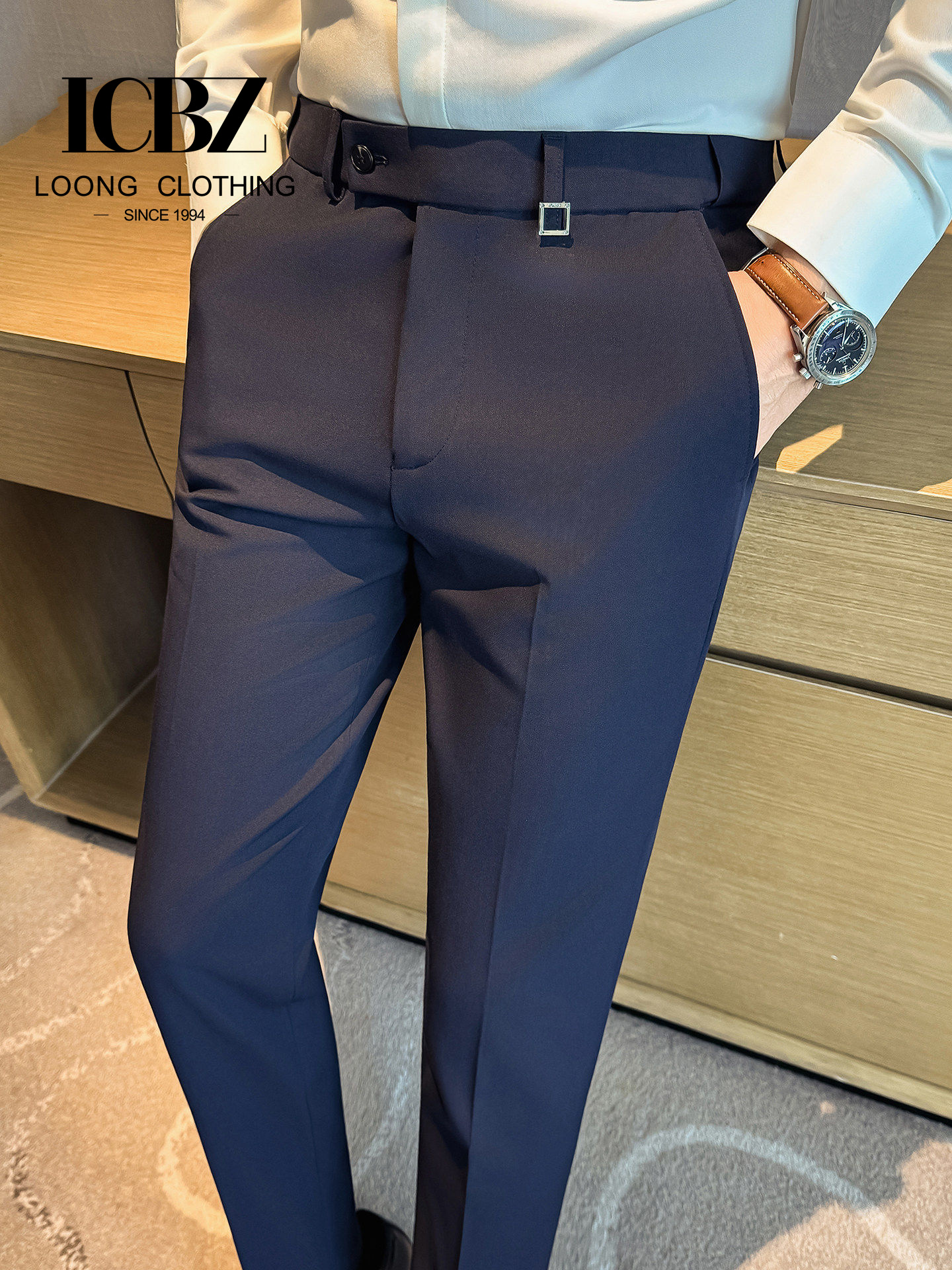 Advanced Business Office Dress Pants Men's High Waist Slim Fit Breathable Anti-Wrinkle Plus Size Spring Autumn British Straight