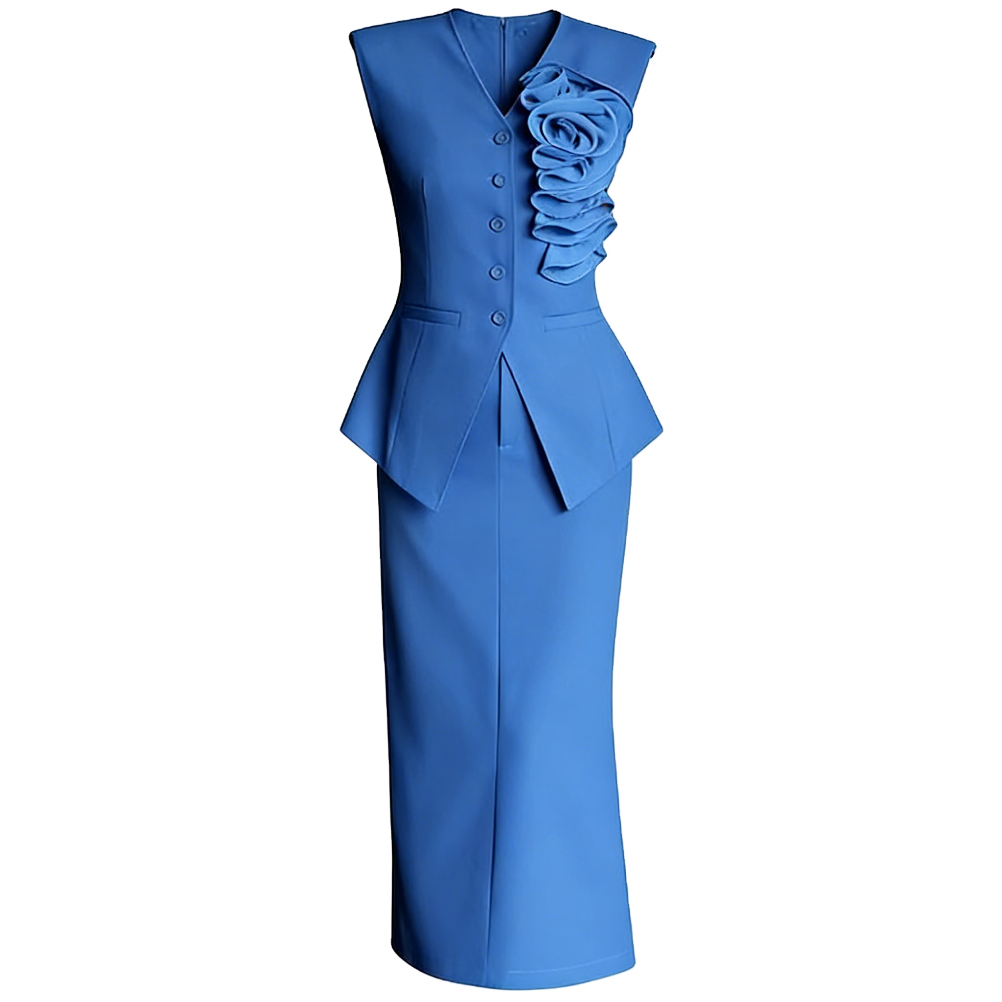 2026 Summer Luxury Exquisite Floral Mid-Length Sleeveless Top Knee Skirt Set Women Spring/Summer Workplace Formal Worsted