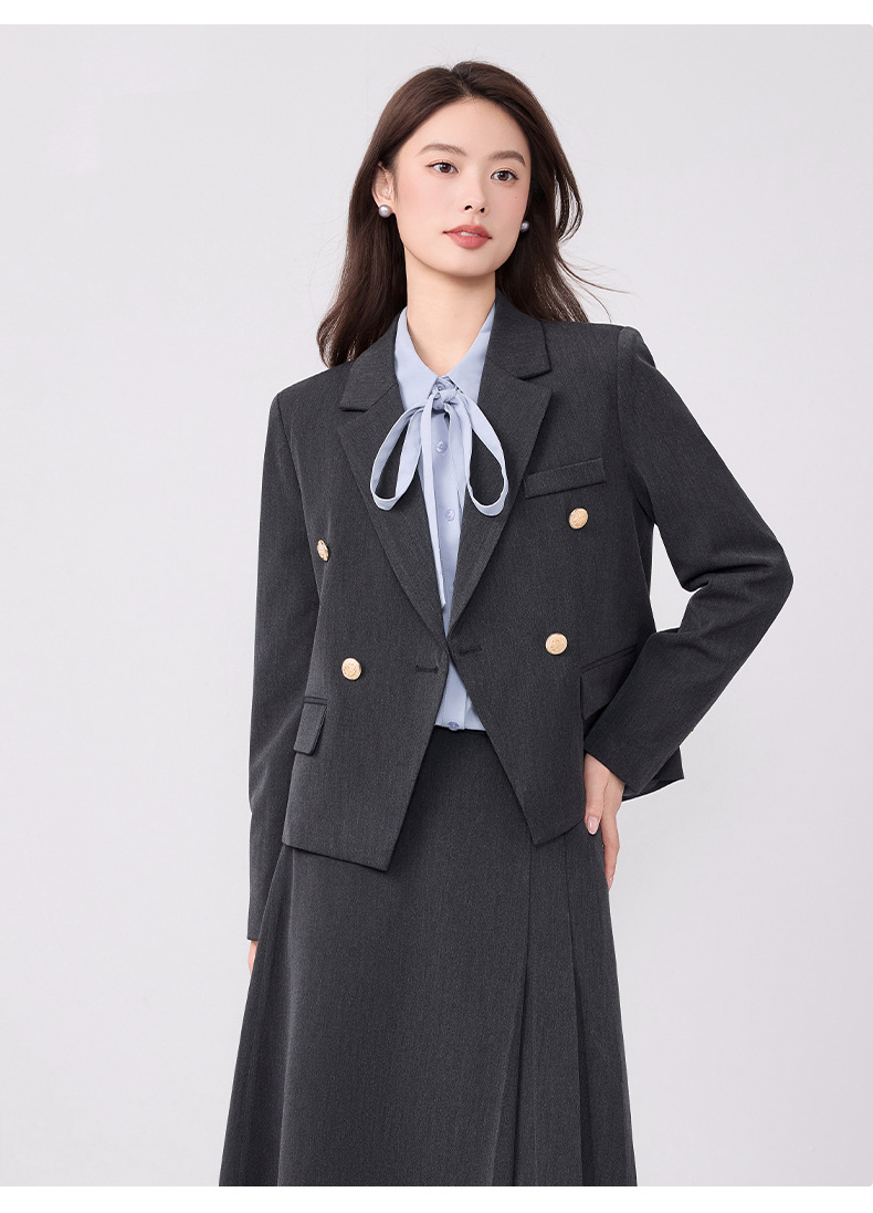 2025 New Light Gray Breathable Professional Suit College Students Cotton-Polyester Outfit Interviews Office Commuting Workwear