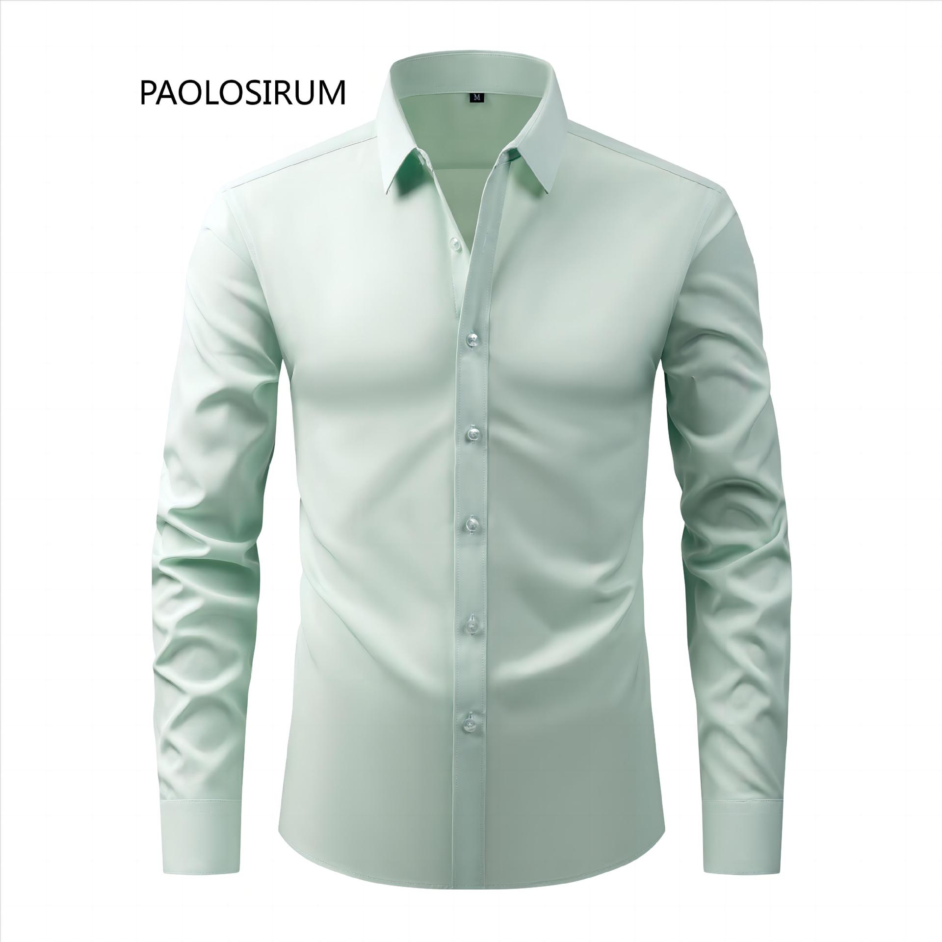 Wholesale Custom 4 Way Stretch Men's Dress Shirt Anti-wrinkle Non-iron Slim Fit Business Casual Thin Long Sleeve Shirt For Men