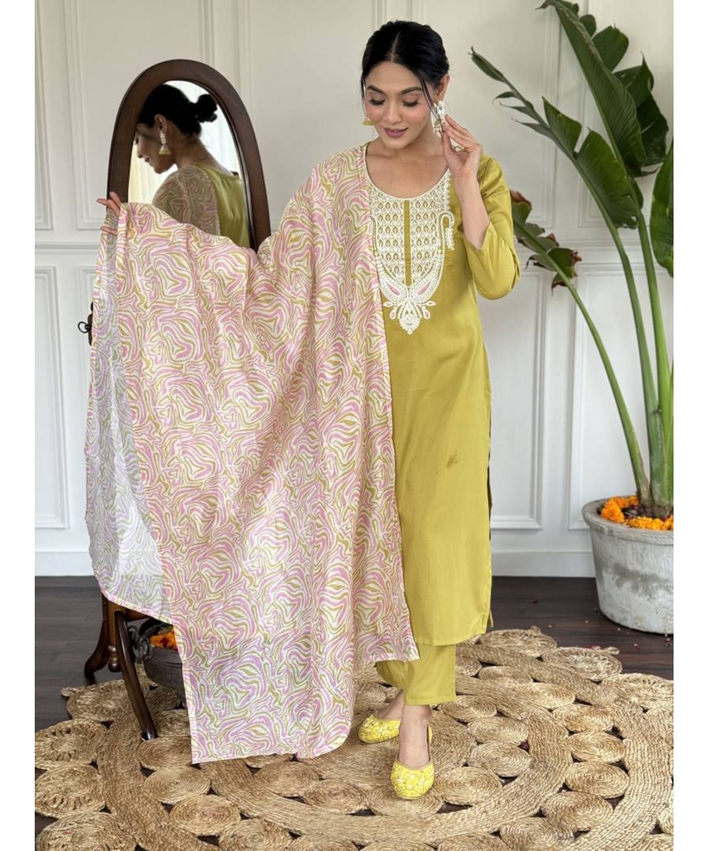 Cheap Wholesale Embroidered Organza Modest Simple Floor-Length Dress Women Formal Sharara Gharara Style Three Piece Suit Natural