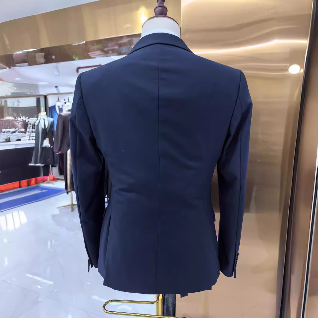 S036N 2025 Men's Handsome 2-Piece Set Casual Wedding Host Suit Zipper Fly Pants Button Winter Business Apparel Summer