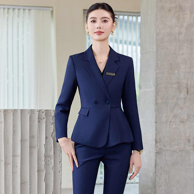 Women's Suit Button-down blazer + Trousers 2-piece Set Straight-leg Wide-leg Pants Long-sleeved Women's Office Suit