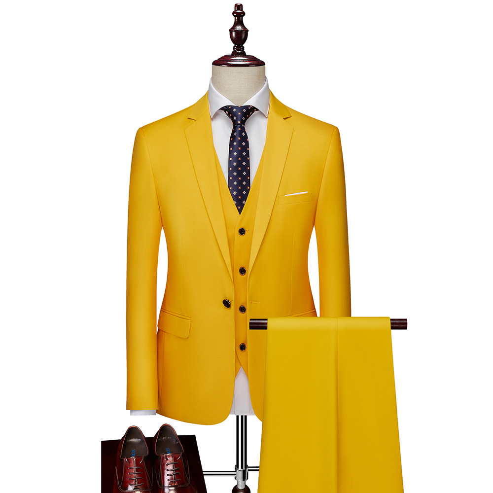 Casual Business Coat Pant Men's Custom Formal Dress 3 Pieces Gentleman Wedding Suits Slim Set for Men Breathable Men's Suits