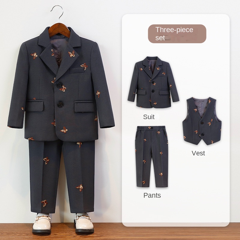 Small Gentleman's Suit for Boys &amp; Girls Casual Formal Cotton Dress Set for Piano Host Activity Performance for Autumn Winter