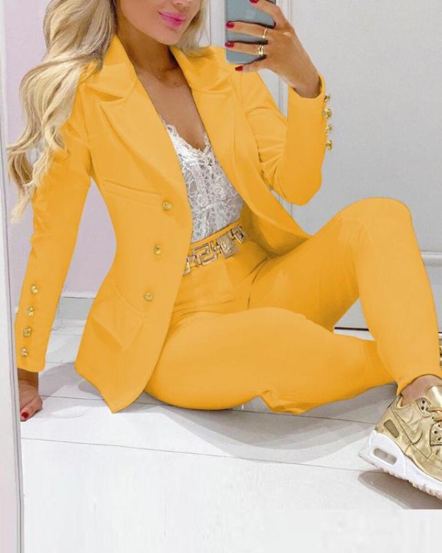 Trendy and Women's Formal Button Small Suit Set 2026 Summer Elegant Anti-Wrinkle Fashion Collection