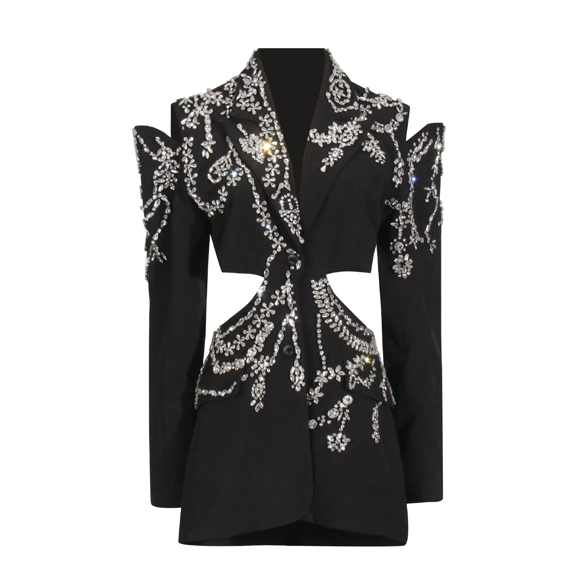 2025 Summer New European American Fashion Formal Small Suit for Women High-End Jacket Heavy Beading Single Button Closure Solid