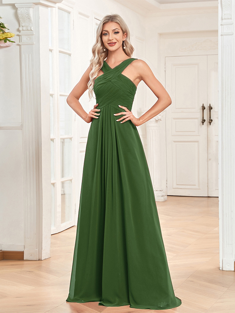 2023 New European Style Chiffon Bridesmaid Dress Elegant Evening Party Gown for Women