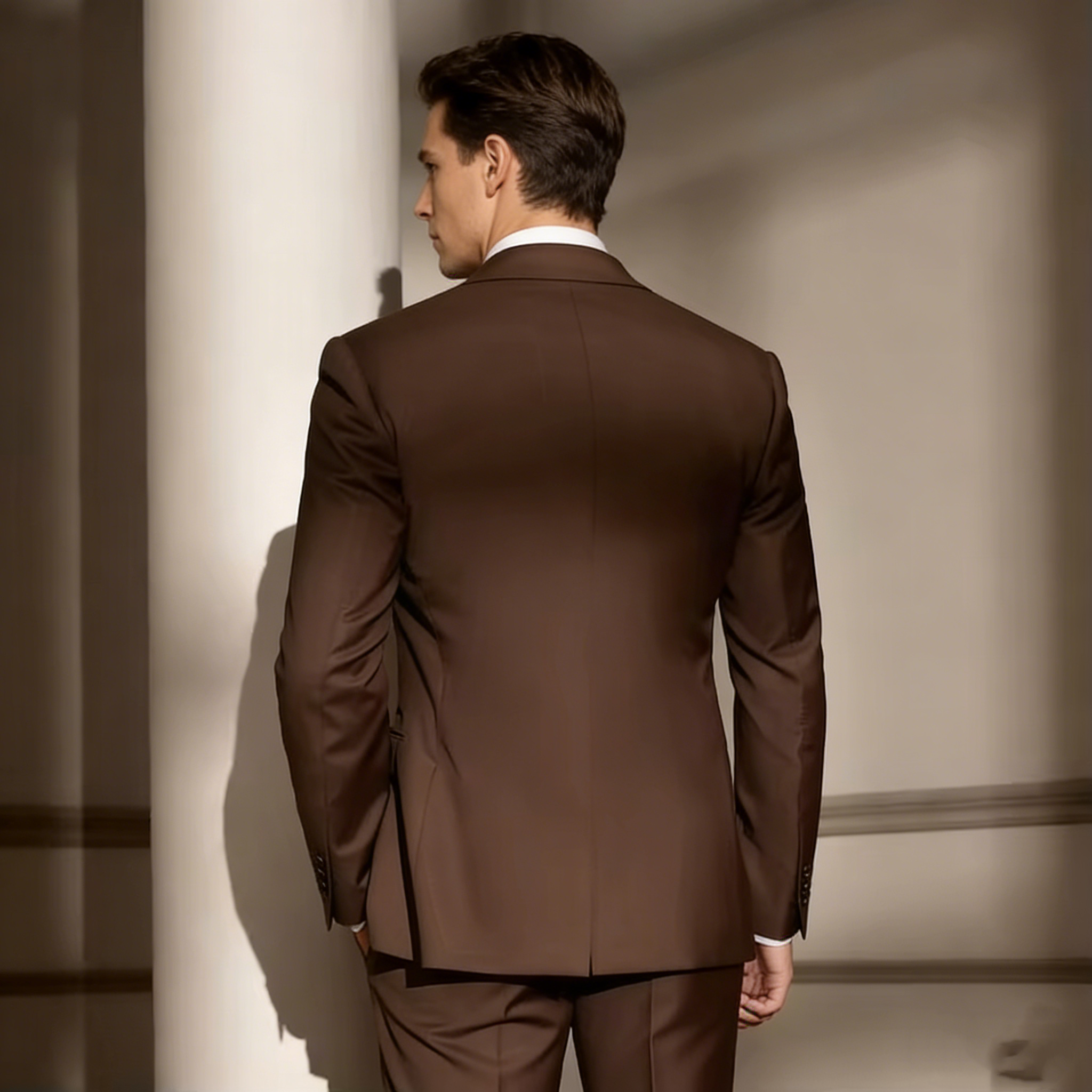 Oem Custom100% Wool Suit for Men Coffee Colored Business Banquet Dress Autumn Formal High-end Suit Jacket