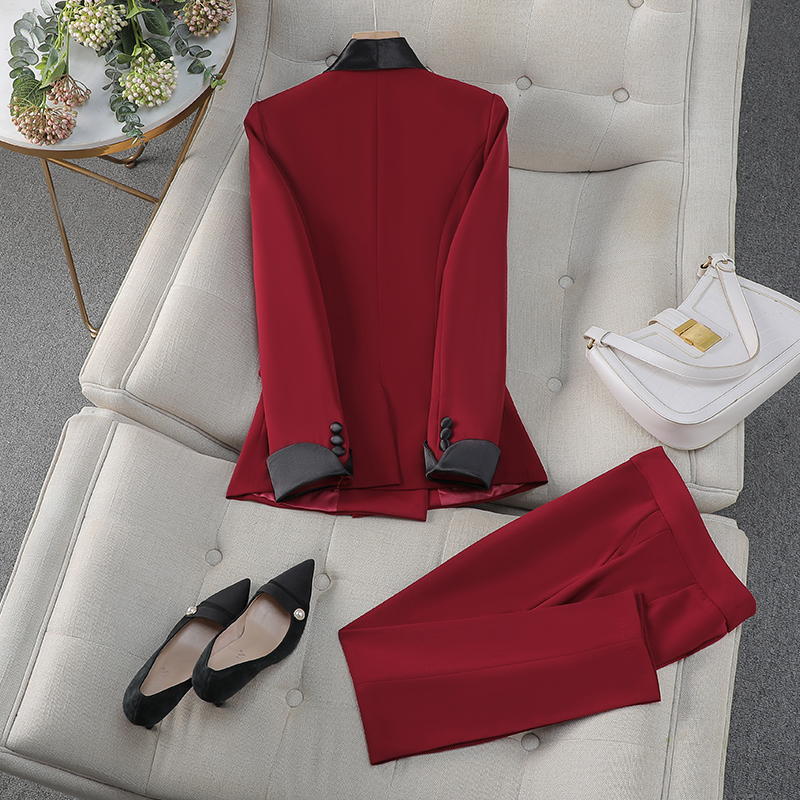 Women Suit Solid Color Two Pieces Sets Slim Women Suits Tuxedo Long Sleeve Blazer and Pants Office Formal Women Suits
