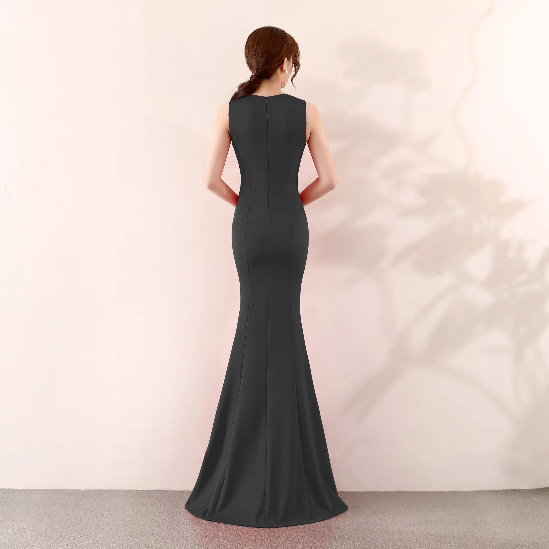 New Foreign Trade Gown with Ruffled One-Shoulder Design – Beaded &amp; Rhinestone Embellished Evening Dress for Annual Party or Ceremony