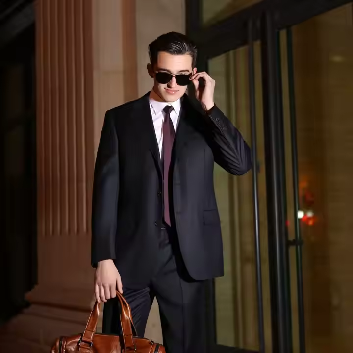 Elegant Men's Wedding Tuxedo Set 3-Piece Slim Fit Blazer Vest Pants with Lapel Single Breasted Suit Plus Size