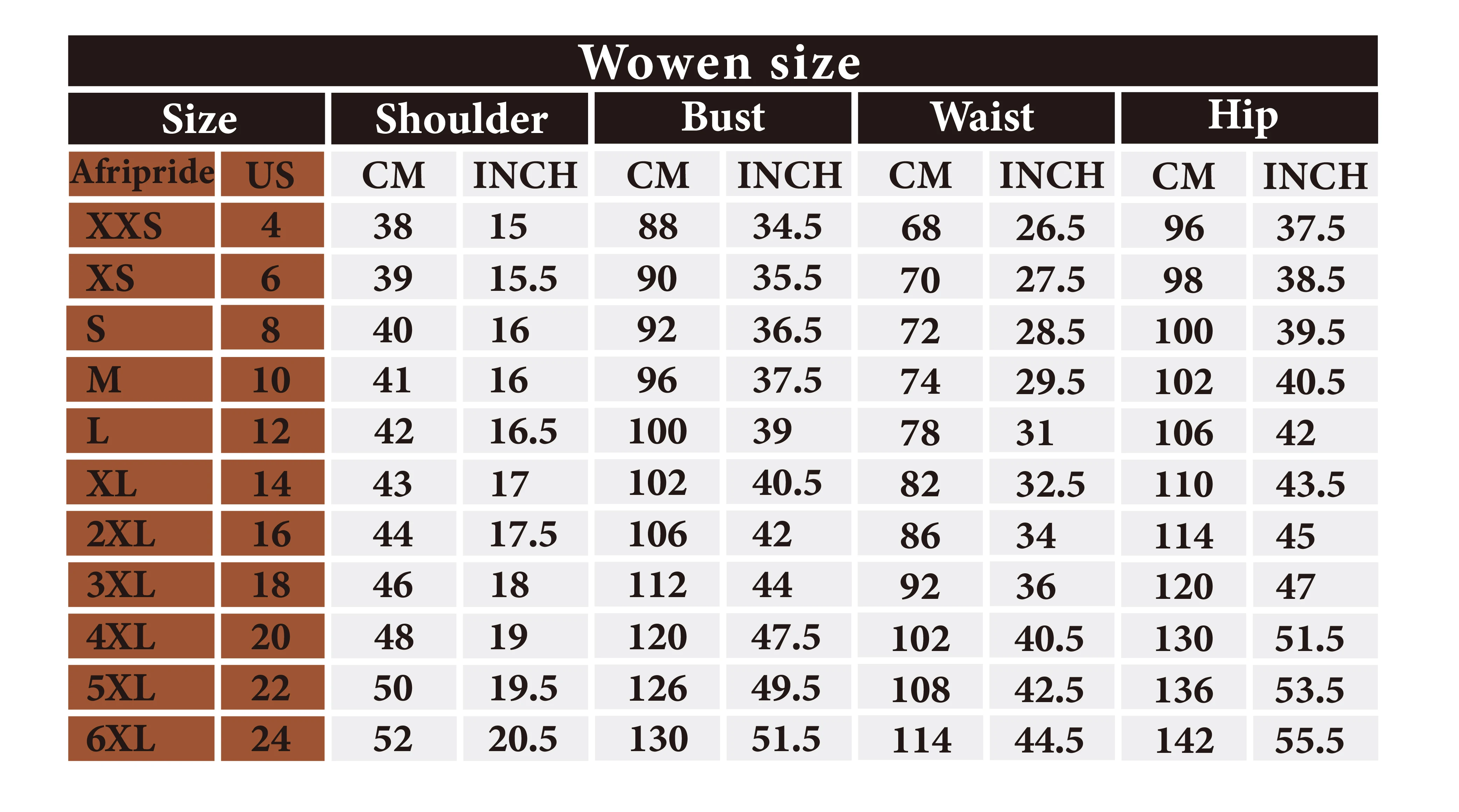 Size Chart 1