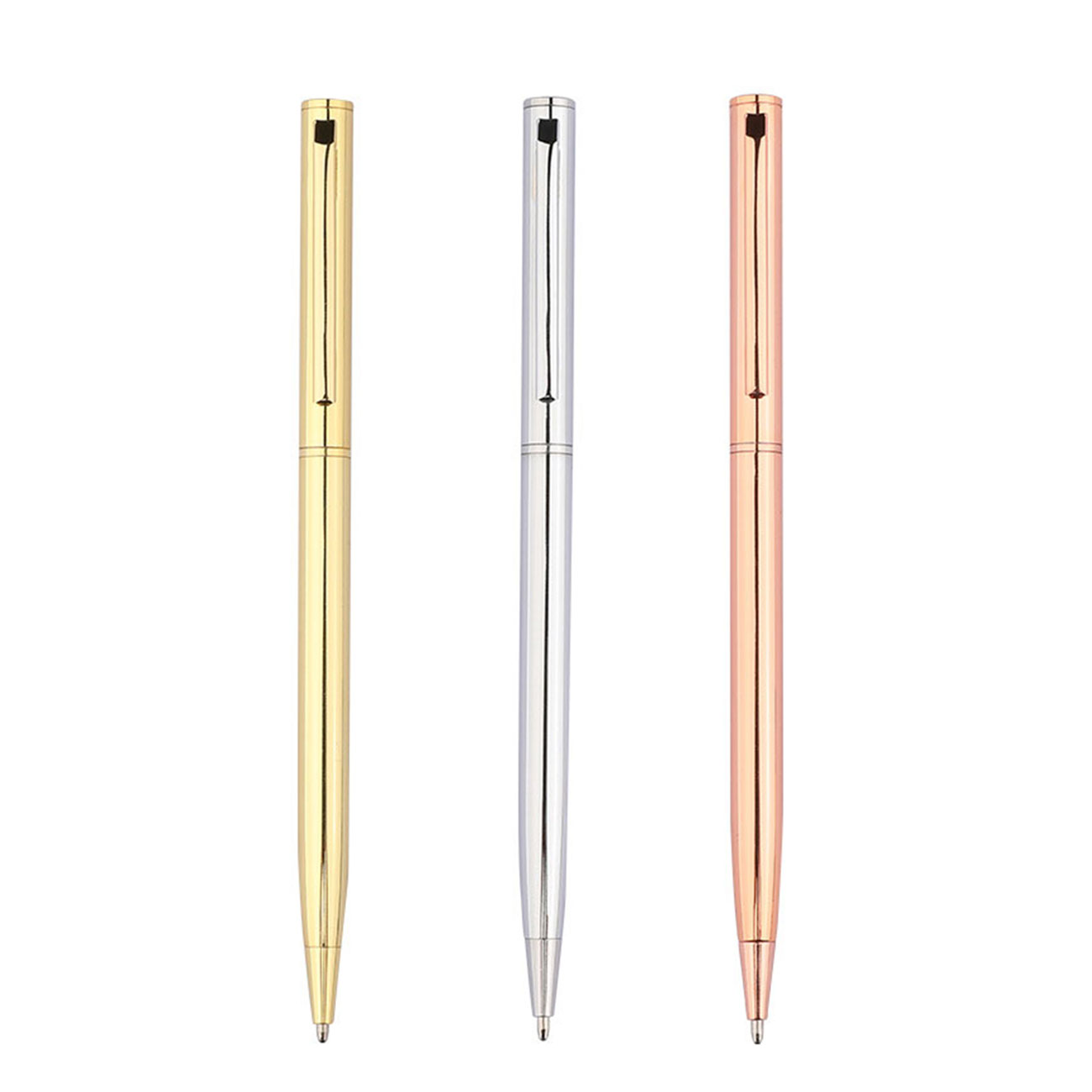 BECOL Hot Selling Hotel Twist Ballpoint Pen Luxury Rose Gold Slim Metal Ball Pen With Custom Logo For Gifts