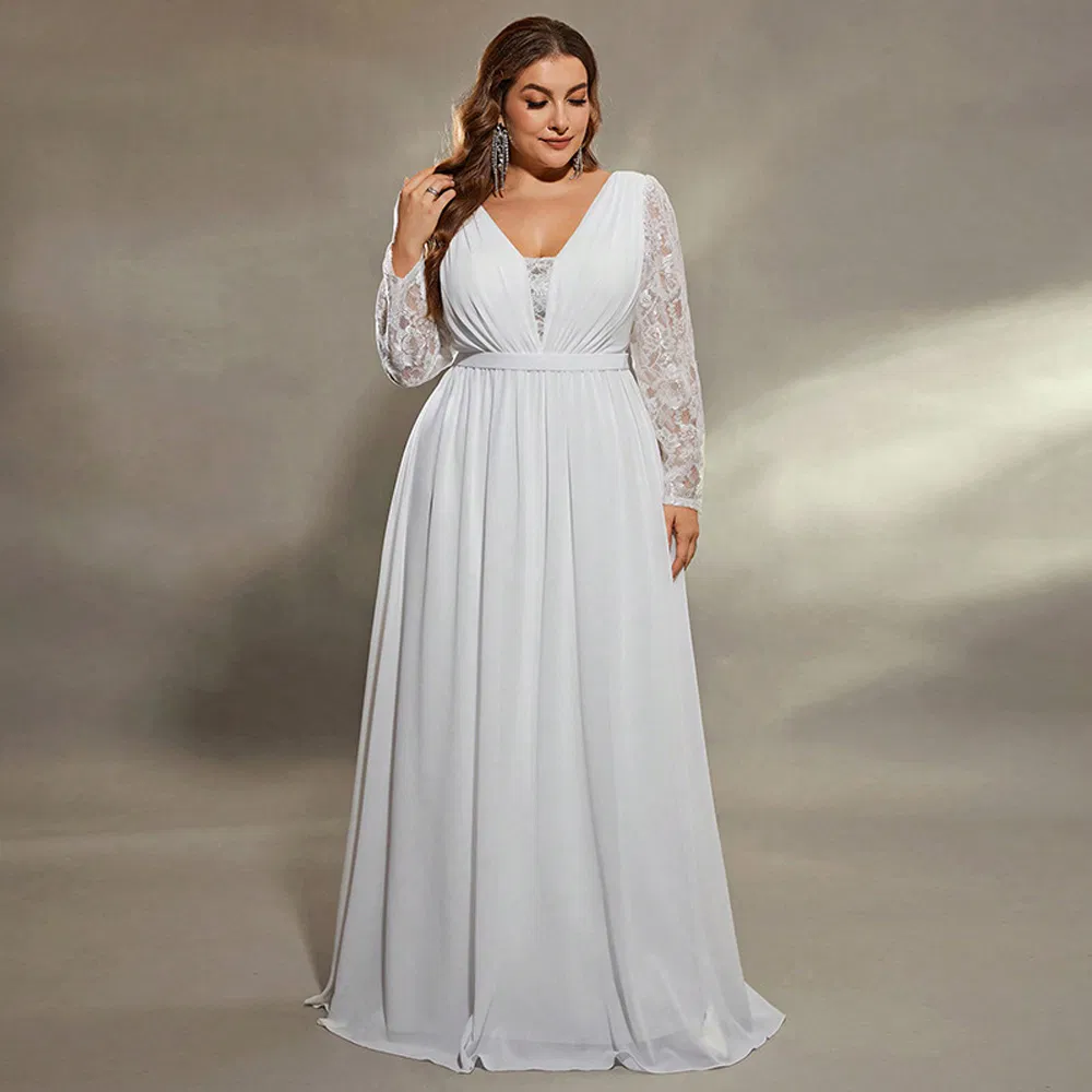 Fashionable Lace Slim Fit Evening Gown Formal Dance Party Wedding Dress