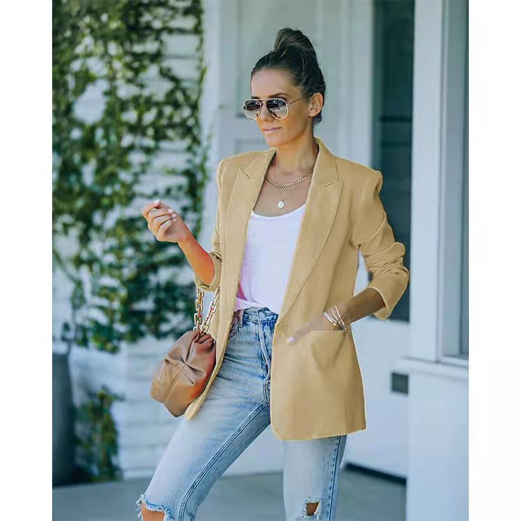 Spot 2025 European American Women's Foreign Trade New Autumn Winter Long Sleeve Small Suit Temperament Professional Regular 123