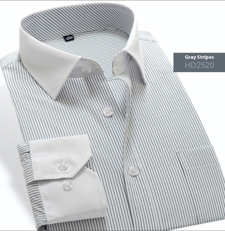Men's Professional Anti-Wrinkle Korean-Style Dress Solid White Long Sleeve Slim-Fit Single Breasted Business Formal Breathable