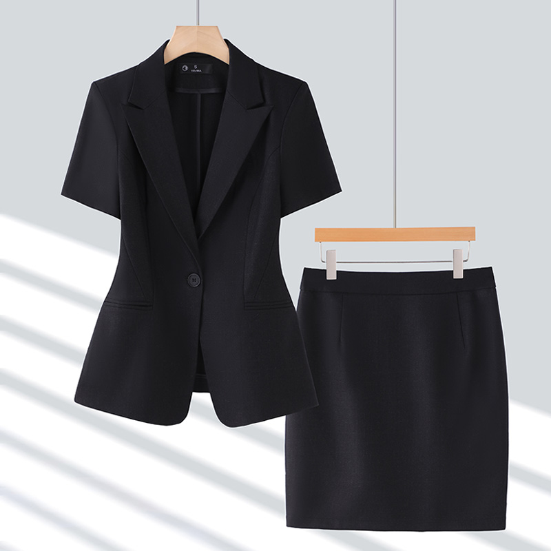 Professional Female Summer Thin Temperament Goddess Fan High-End Short-Sleeved Suit for Interviews Hotel Overalls Wear Suits