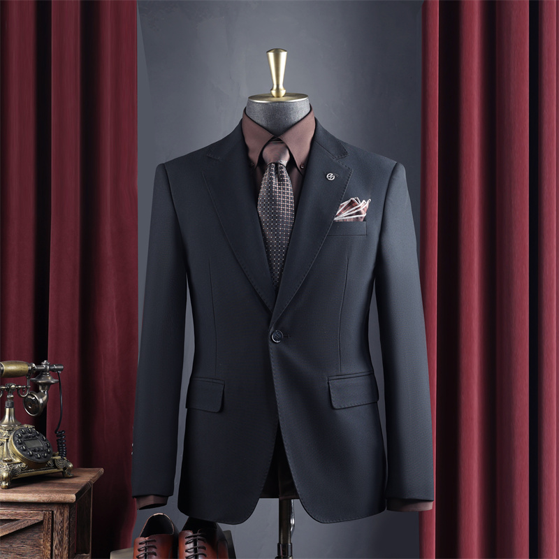 Men's Slim Fit Single Breasted Business Suit Black Navy Blue 3 Piece Formal Office Wedding Jacket Pants Set OEM