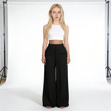 Machine Washable Wide Leg Linen Trousers - Daily Casual Wear