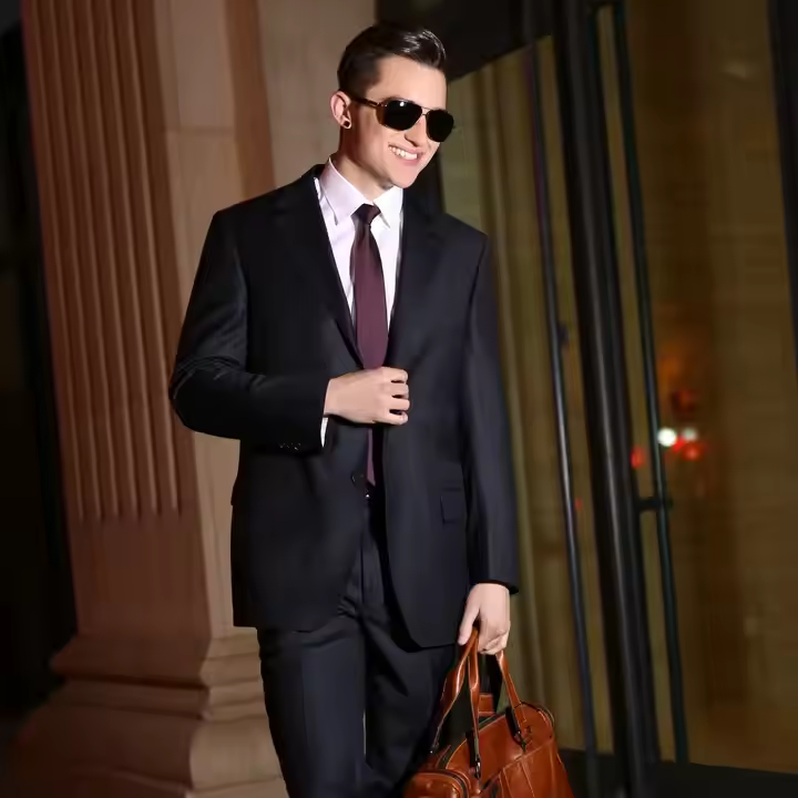 Elegant Men's Wedding Tuxedo Set 3-Piece Slim Fit Blazer Vest Pants with Lapel Single Breasted Suit Plus Size