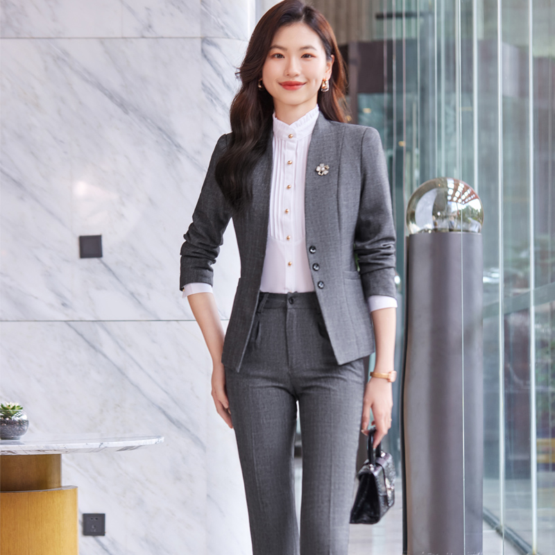 Women's High-End Professional Small Suit for Spring and Autumn Gold Formal Dress for Work or Shop Elegant Temperament