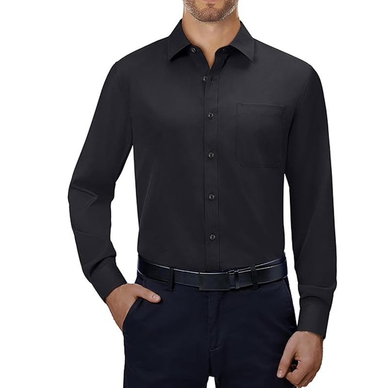 Luxury Men's Formal Cotton Dress Shirt With Long Sleeves Quick Dry Anti-Wrinkle Sustainable Office Business Style