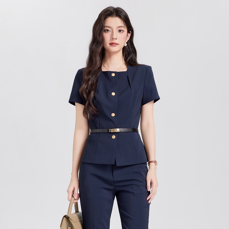 Apricot Short-sleeved Suit Women's 2026 New Professional Wear Advanced Temperament Waist commuter Women's Formal Dress