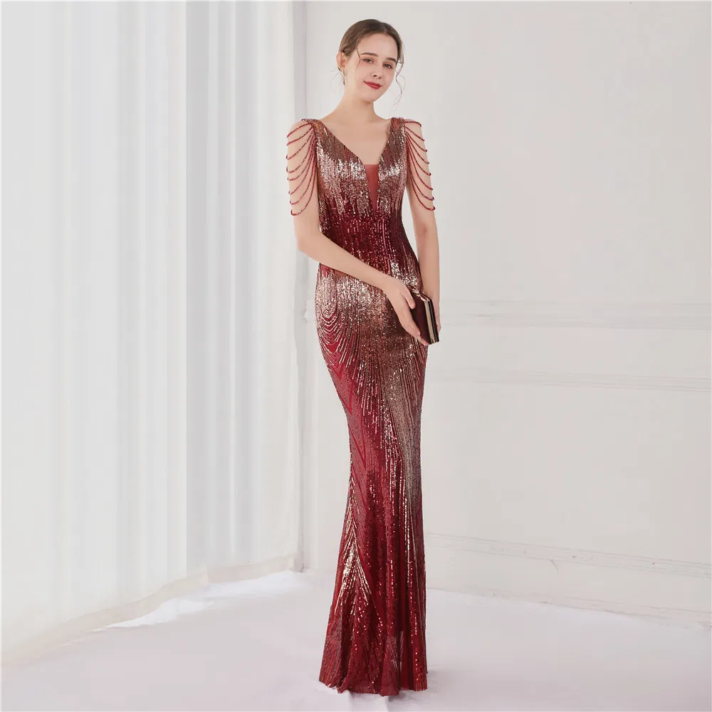 Checkered Sequin Mermaid Gown – Elegant Annual Event Dress for Hosts and Car Models