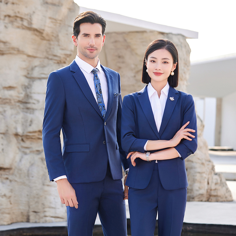 Men's Hotel Manager Uniform Suit Set Long Sleeve Regular Fit Polyester/Viscose Business Blazer and Pants for Office Reception