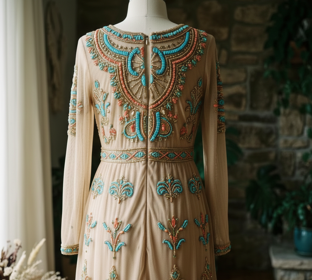 Luxury Hand Beaded Long Sleeve Evening Gown Embroidered Modest Maxi Dress Custom Formal Party Wear Simple Trumpet/Mermaid Sweep