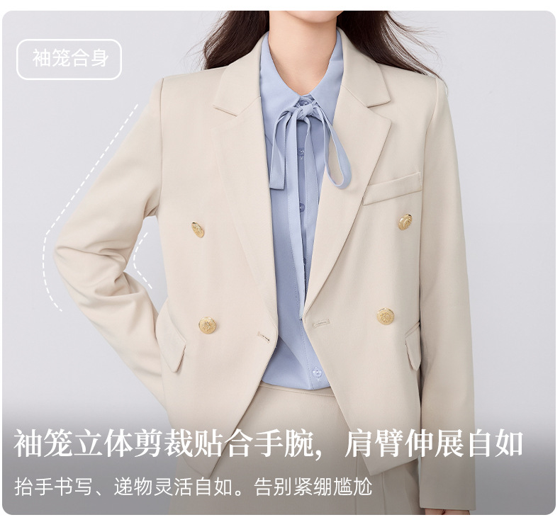 2025 New Light Gray Breathable Professional Suit College Students Cotton-Polyester Outfit Interviews Office Commuting Workwear