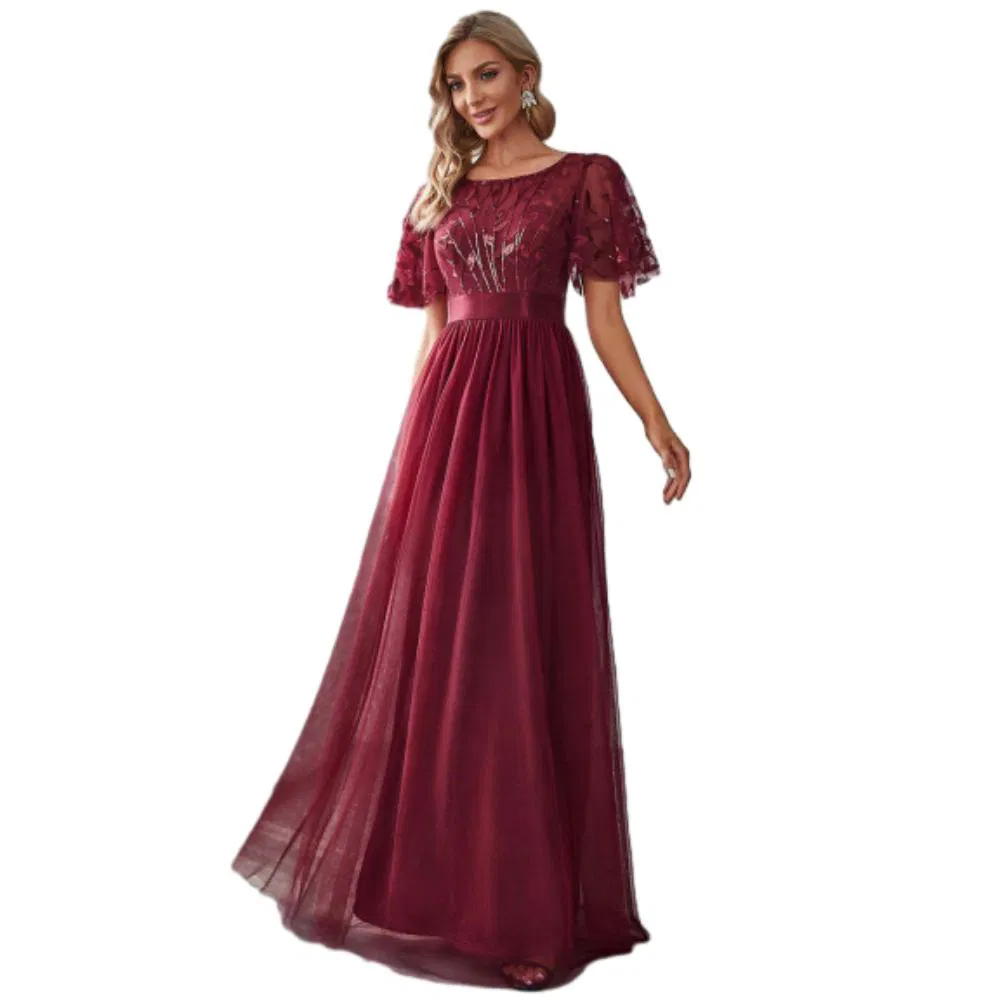 Designer Lace Floor-Length Evening Gown Slim Fit Formal Party Dress Wedding Guest