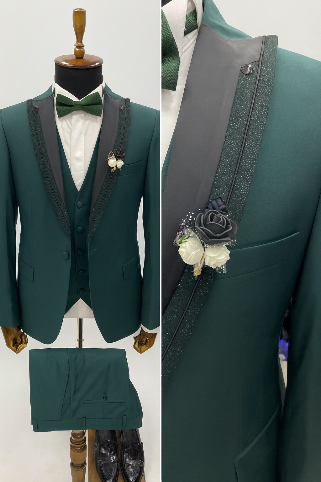 Men Luxury Waterproof Wedding Tuxedo Suit Three Piece Groom Set Classic Formal Blazer Vest Pants Elegant Slim Fit Party Plus