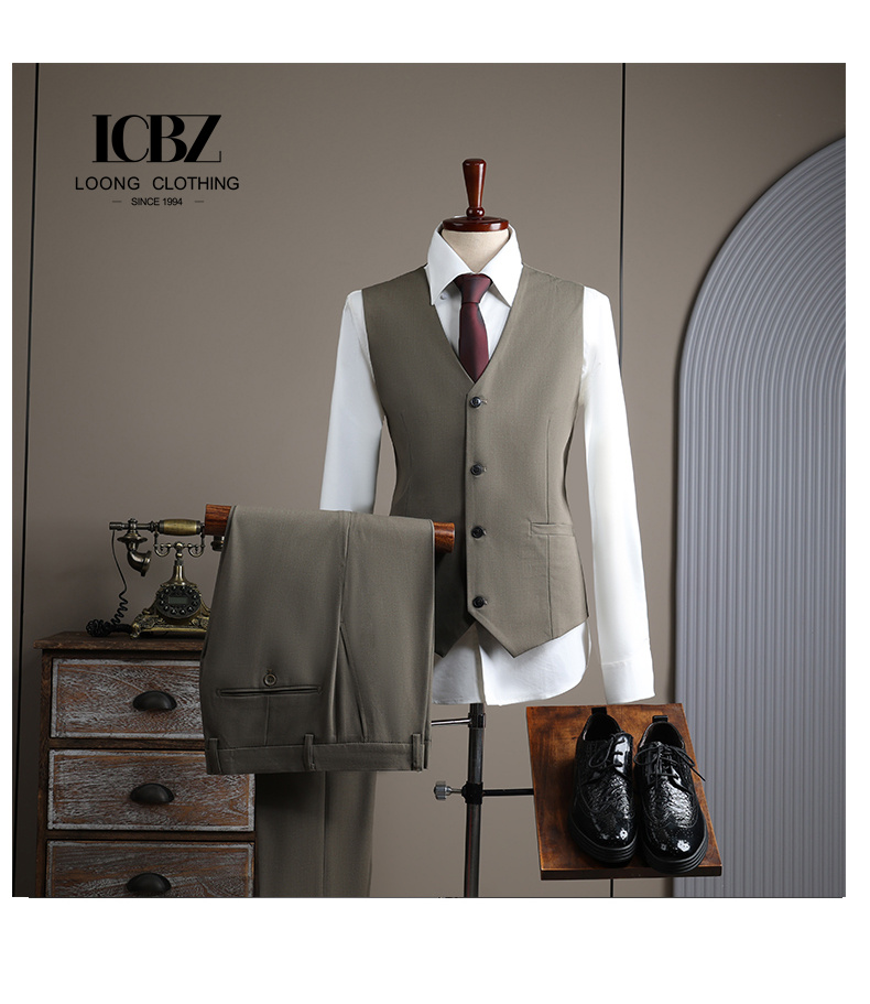 Men's Business Suits Slim Fit Wedding Two-Piece Suit Italian Style Anti-Wrinkle Breathable Woven Fabric Zipper Fly Pants
