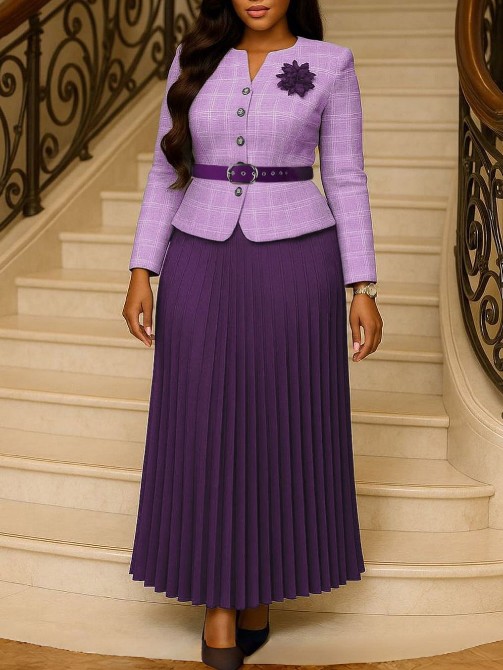 New Women Fashion Temperament Elegant Coat And Skirt Set Plus Size Business Professional Suit