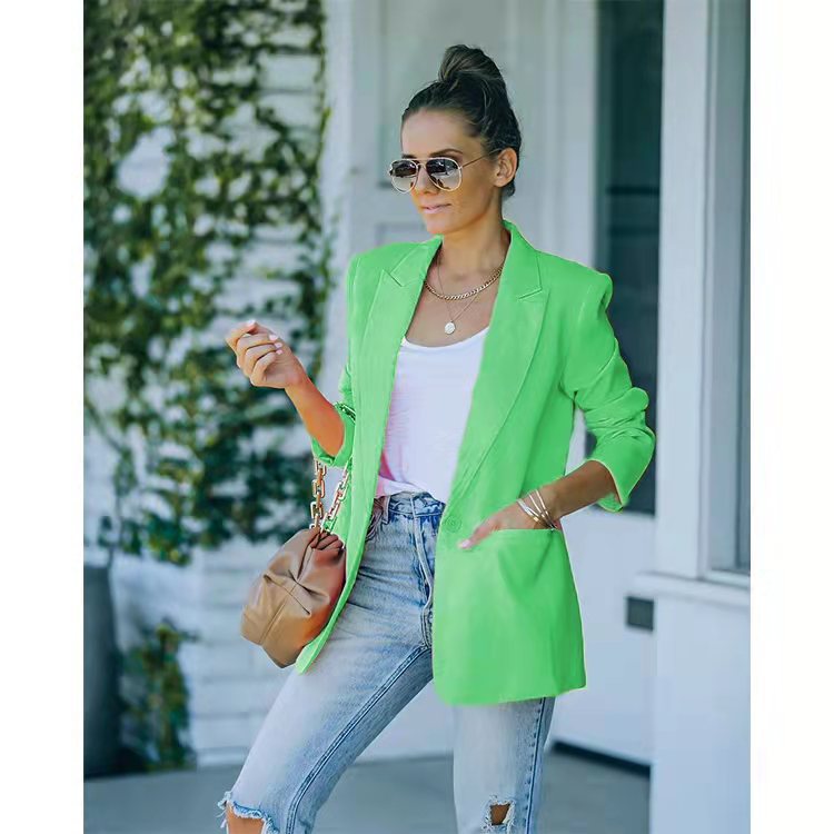 Spot 2025 European American Women's Foreign Trade New Autumn Winter Long Sleeve Small Suit Temperament Professional Regular 123