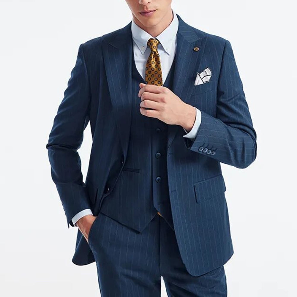 Elegant Texture Suit For Man 3 Piece Outfit With Subtle Pattern Streamlined Vest And Pants Created For Parties Interviews