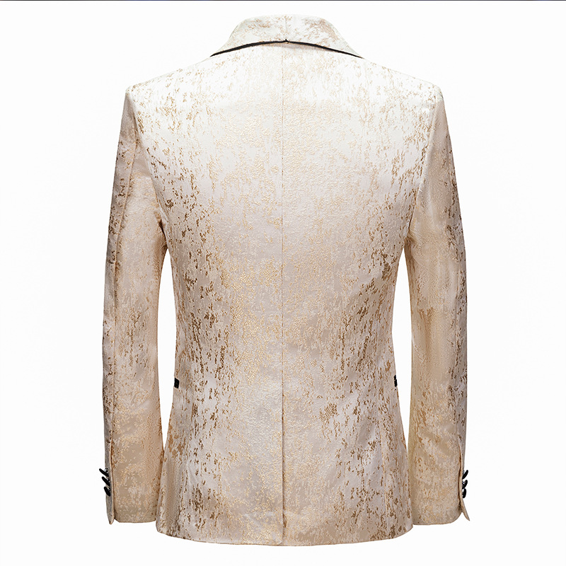 Men's Korean Version Slim Formal Gilded Suit Business-Style Groom Wear for Weddings and Other Formal Events