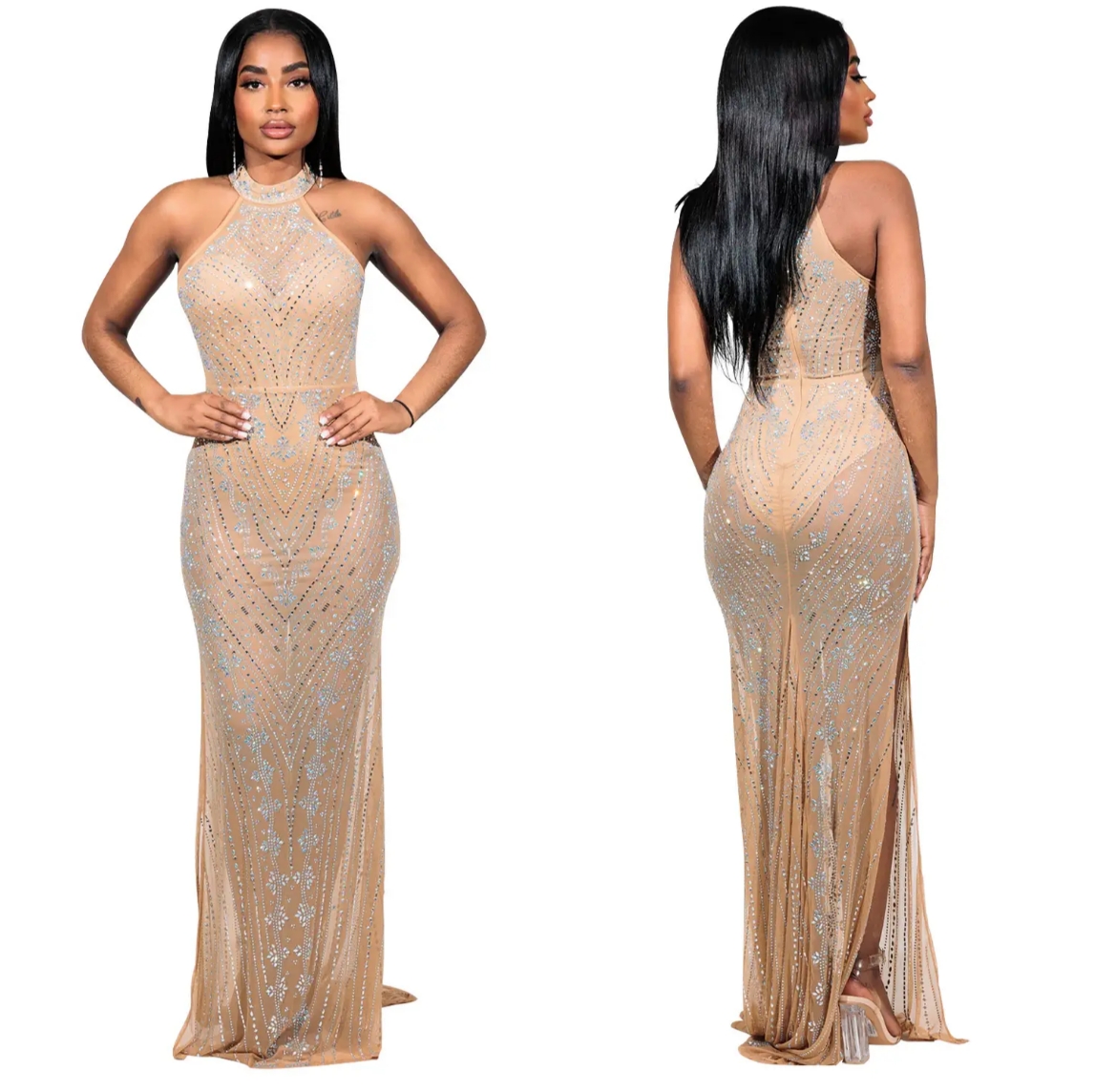 Birthday Luxury Evening Dress Women's Ball Sleeveless Camisole Top Rhinestone Formal Occasion Elegant Dress Party Dress