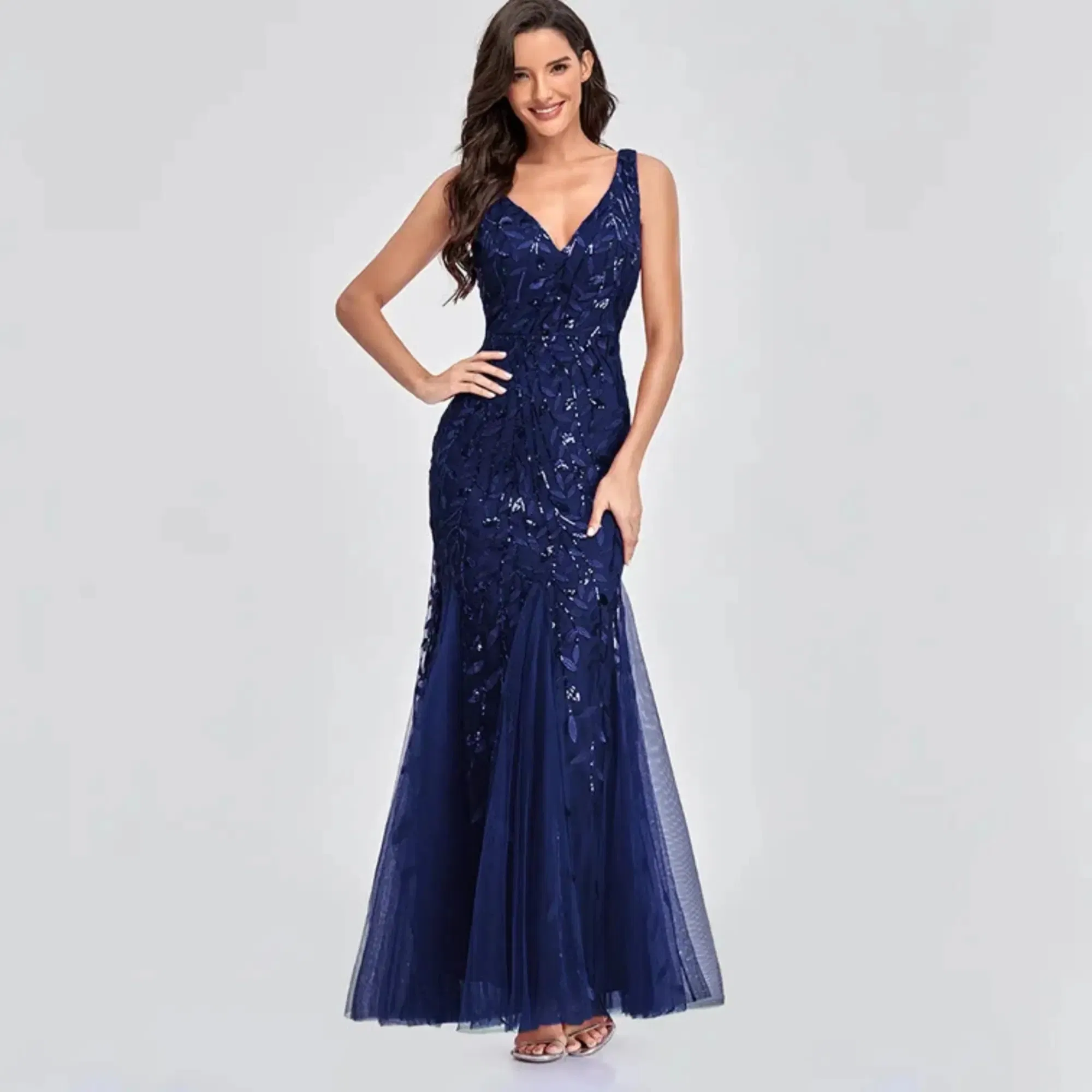 Custom Long Sequin Evening Dress OEM Custom Design Elegant Style Chic Evening Wear