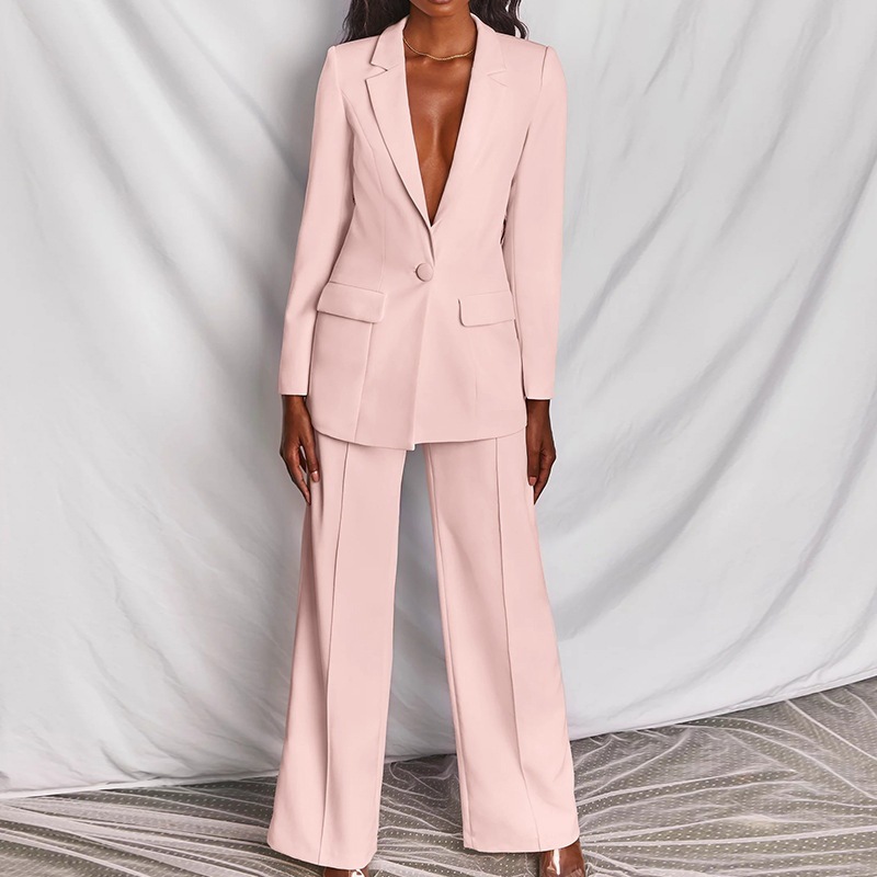 Fashion Casual Women's Blazer Set Formal Business Suit Office Wear Two Piece Slim Fit Outfit Dropshipping