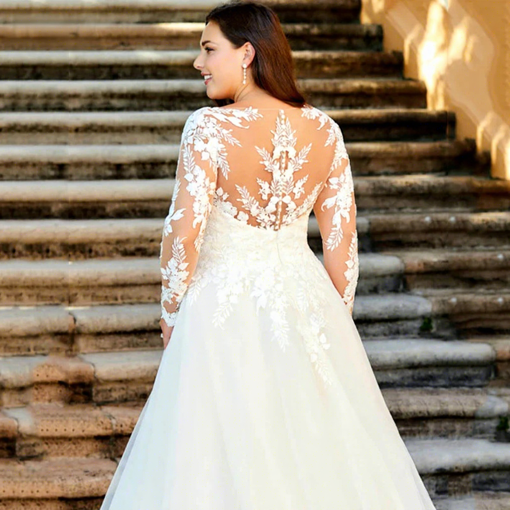 European American Foreign Trade Simple Ball Gown Wedding Dress Long Plus Size Girl Slim-fit 100% Cotton Lace Crystal Large Size