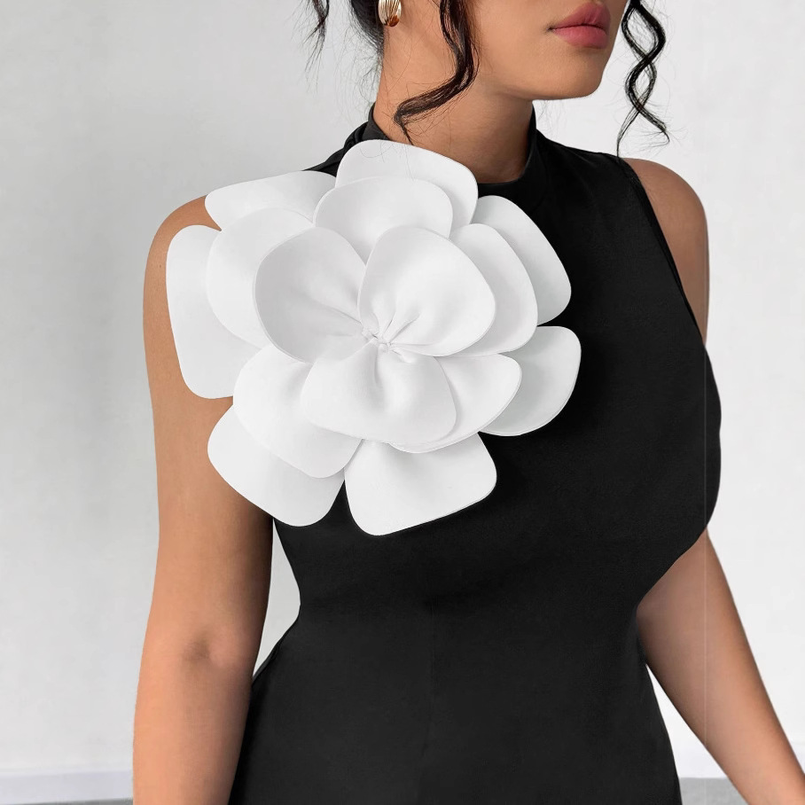Evening Wear Banquet Petite Dress Women's Three-Dimensional Flower Elegant Slim-Fit Dress
