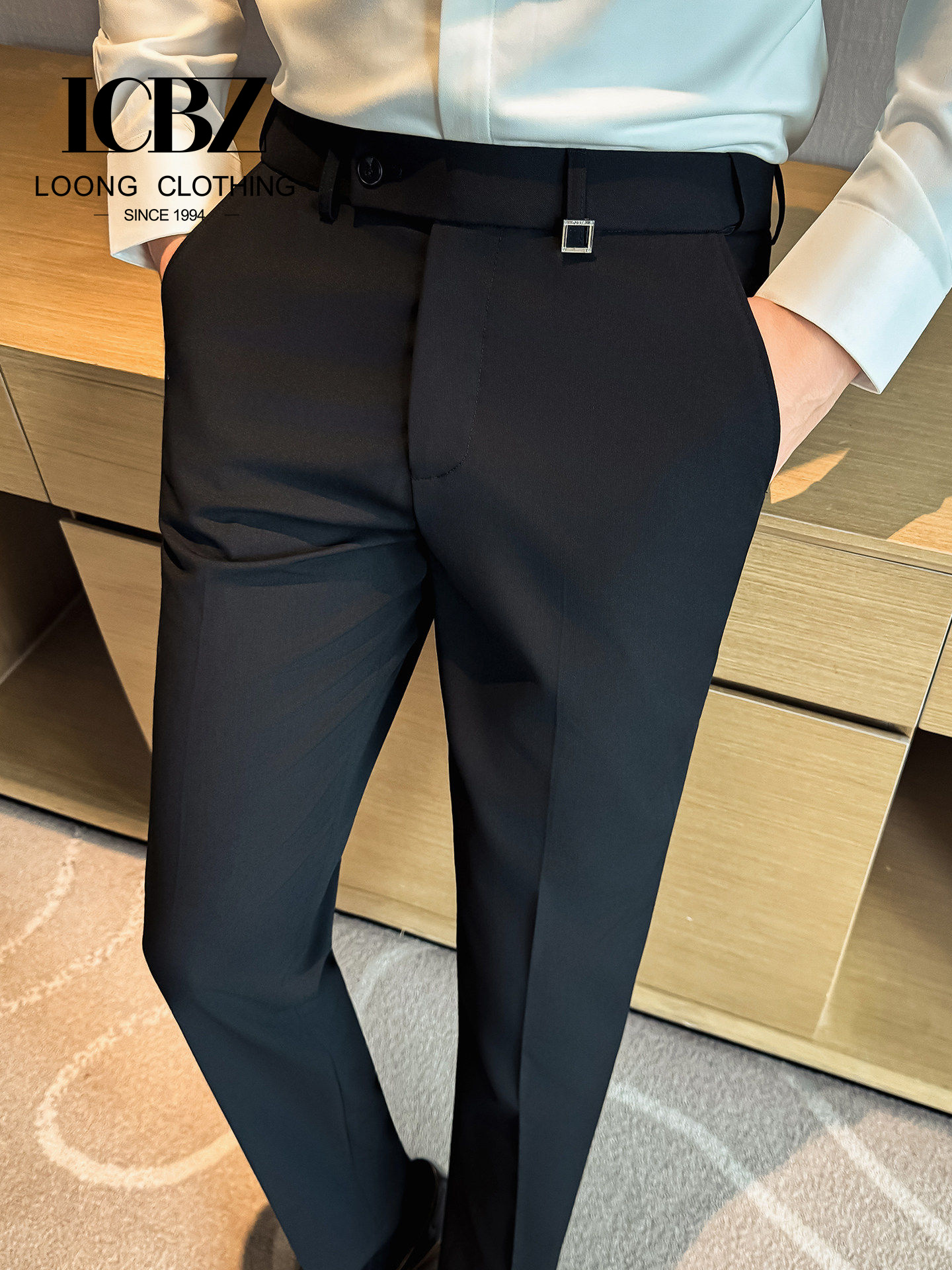 Advanced Business Office Dress Pants Men's High Waist Slim Fit Breathable Anti-Wrinkle Plus Size Spring Autumn British Straight