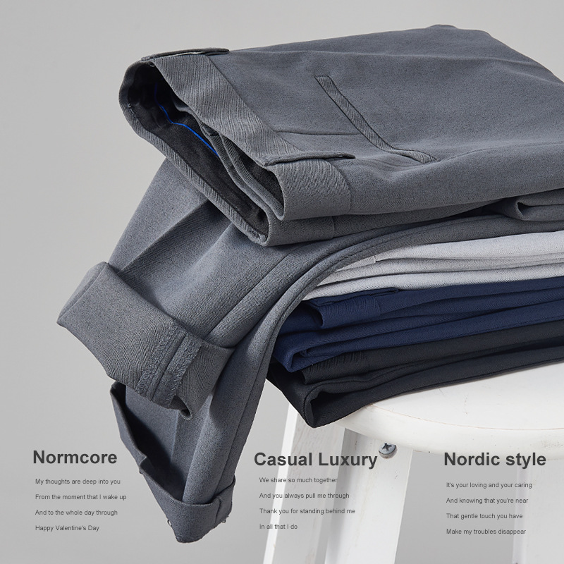 Men's High-End Western Style Suit Pants 90% Business Casual Formal Wear Flat Front XL Size for Spring Summer Autumn Winter