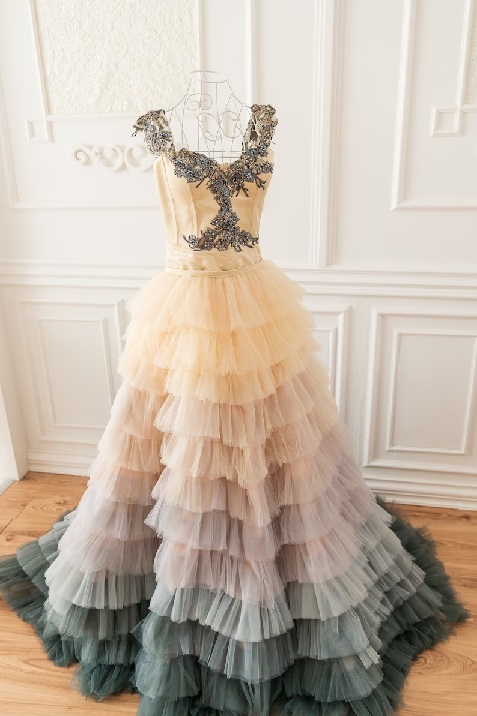 Ombre Wedding Colorful Wedding Dress for Women Engagement Photoshoot Dress Wedding Evening Gown Photography Women Dress