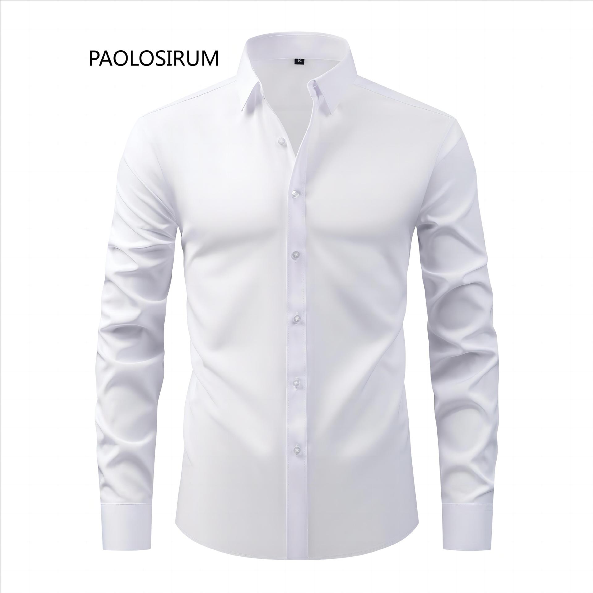 Wholesale Custom 4 Way Stretch Men's Dress Shirt Anti-wrinkle Non-iron Slim Fit Business Casual Thin Long Sleeve Shirt For Men
