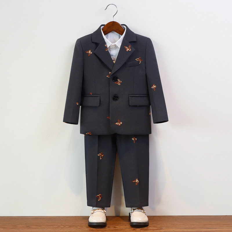 Small Gentleman's Suit for Boys &amp; Girls Casual Formal Cotton Dress Set for Piano Host Activity Performance for Autumn Winter