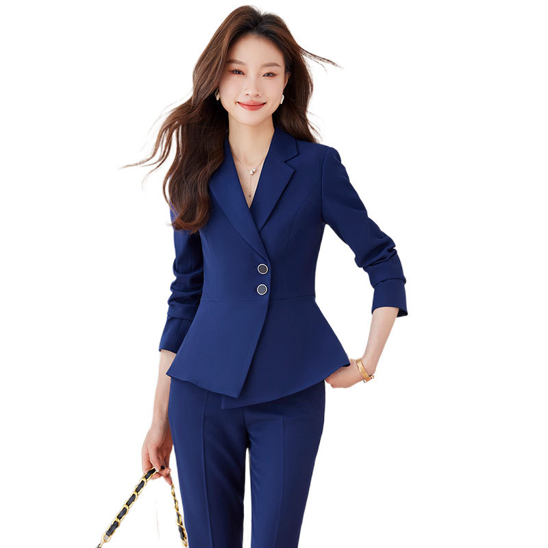Navy Blue Small Suit Set for Women 2024 Spring/Summer High-End Professional Attire Elegant, Intellectual, Goddess-Like Formal